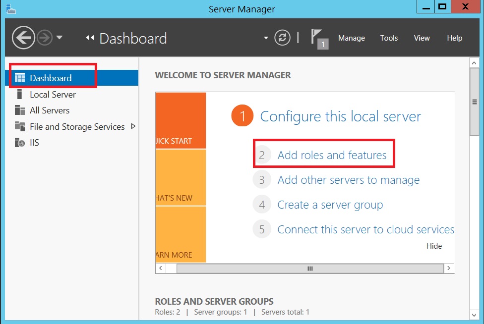 محل Role های سرور 2012R2 در Server manager