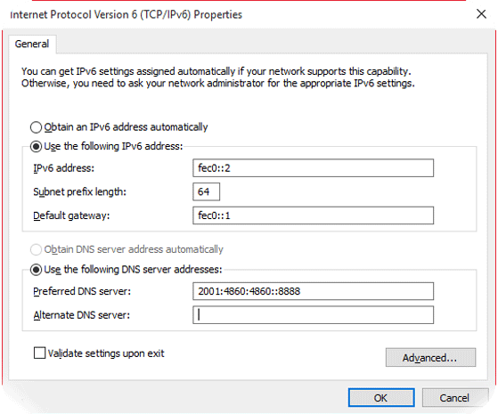 مقایسه تنظیمات  IPv6  و IPv4  