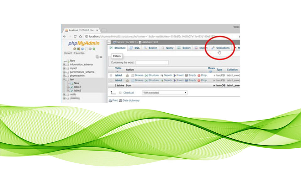 حذف دیتا بیس از phpmyadmin