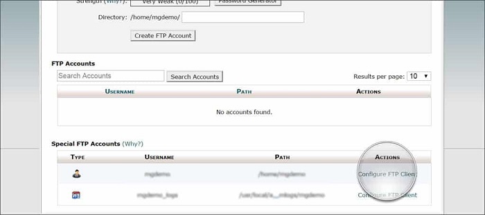FTP Accounts در cPanel