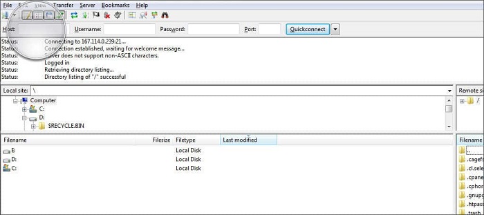 مدیریت فایل FileZilla