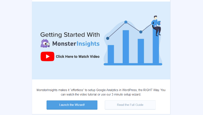 تجزیه تحلیل ویدیو وردپرس - راه اندازی ویزارد MonsterInsights